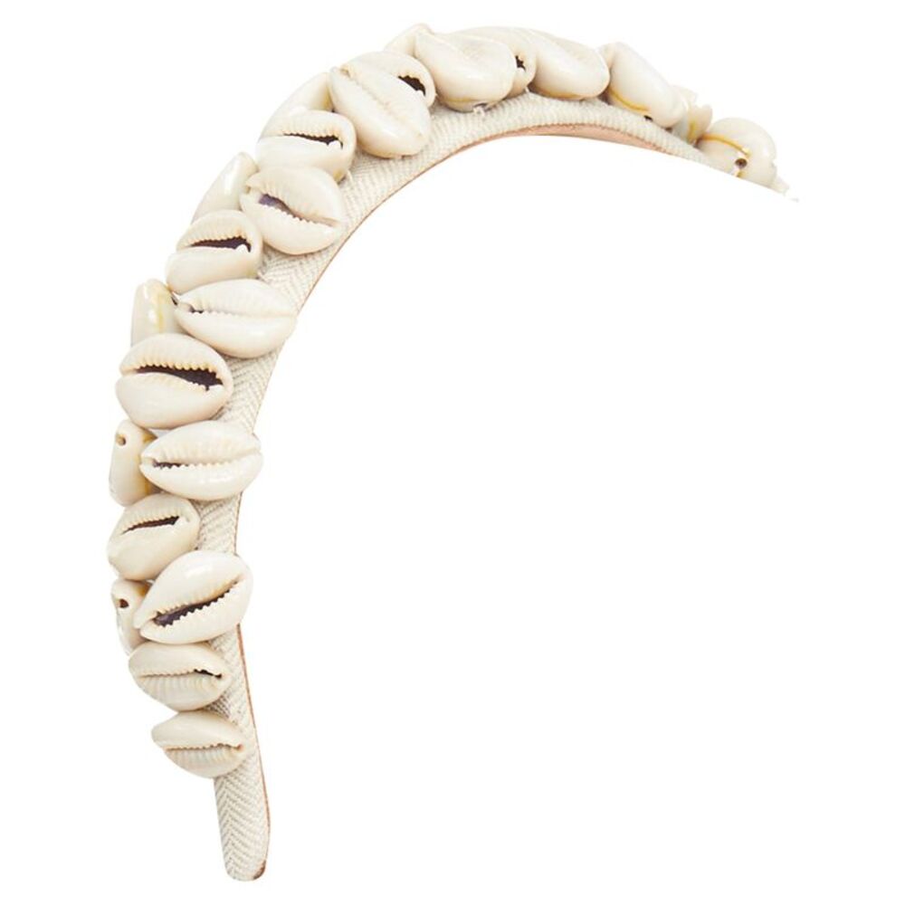 LOEWE Paula's Ibiza cowry shell straw neutral beach resort headband accessory
